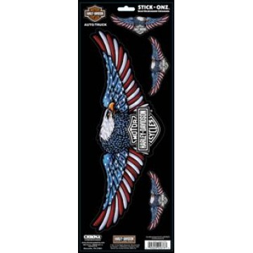 Harley-Davidson Red/White/Blue Eagle Stick-Onz Decal 4pc